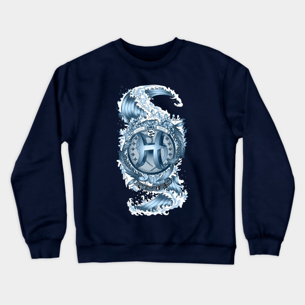 PISCES (Aquamarine) Aquatic Zodiac sign Crewneck Sweatshirt by qggraphics